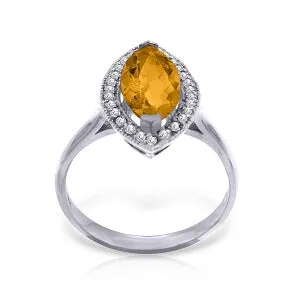 1.8 Carat 14K Solid White Gold Ring Diamond Marquis Citrine