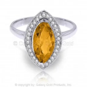 1.8 Carat 14K Solid White Gold Ring Diamond Marquis Citrine