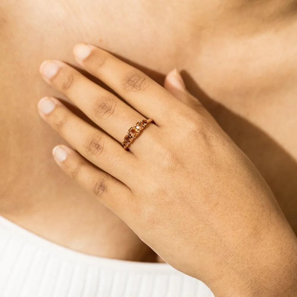 18ct Rose Gold Five Stone Citrine Octavia Ring