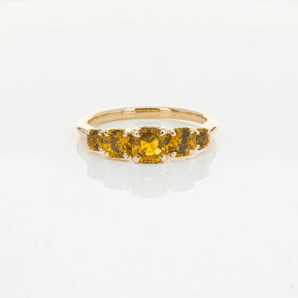 18ct Rose Gold Five Stone Citrine Octavia Ring