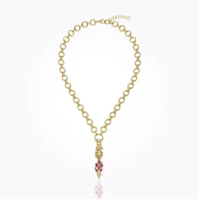 18K Fox Tail Jean D'Arc Necklace with ruby and diamond