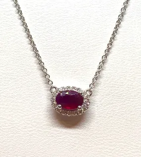 18kt White Gold Natural Ruby and Diamond Pendant