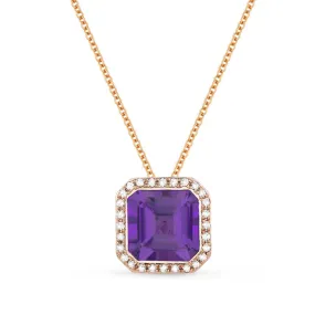 1.90ct Amethyst 16"Pendant Necklace in 14K Rose Gold