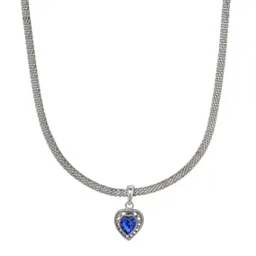 1928 Jewelry Eleganza Austrian Crystal Heart Pendant Necklace 13"   5" Extension