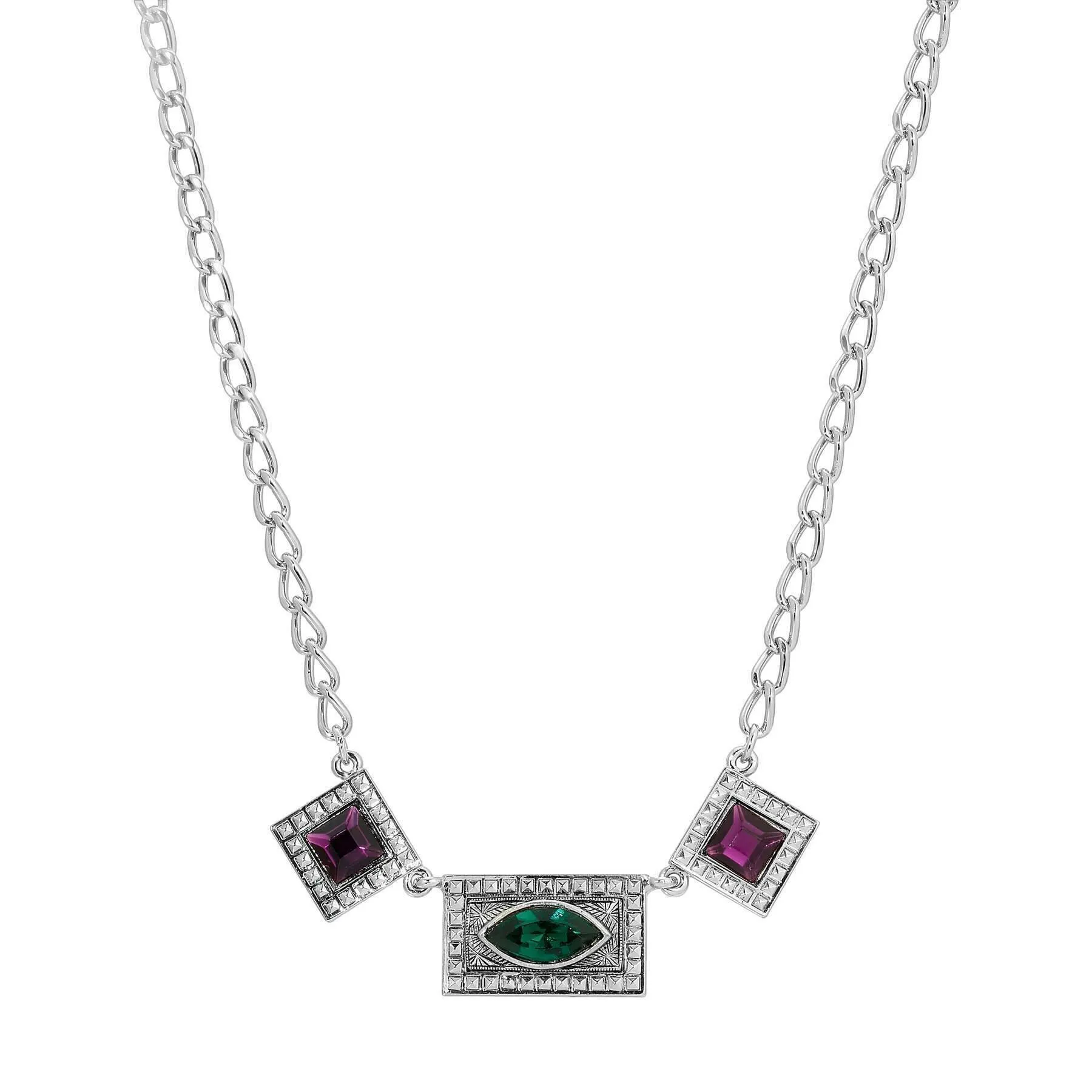 1928 Jewelry Vivida Multi Austrian Crystal Drop Necklace 16"   3" Extender