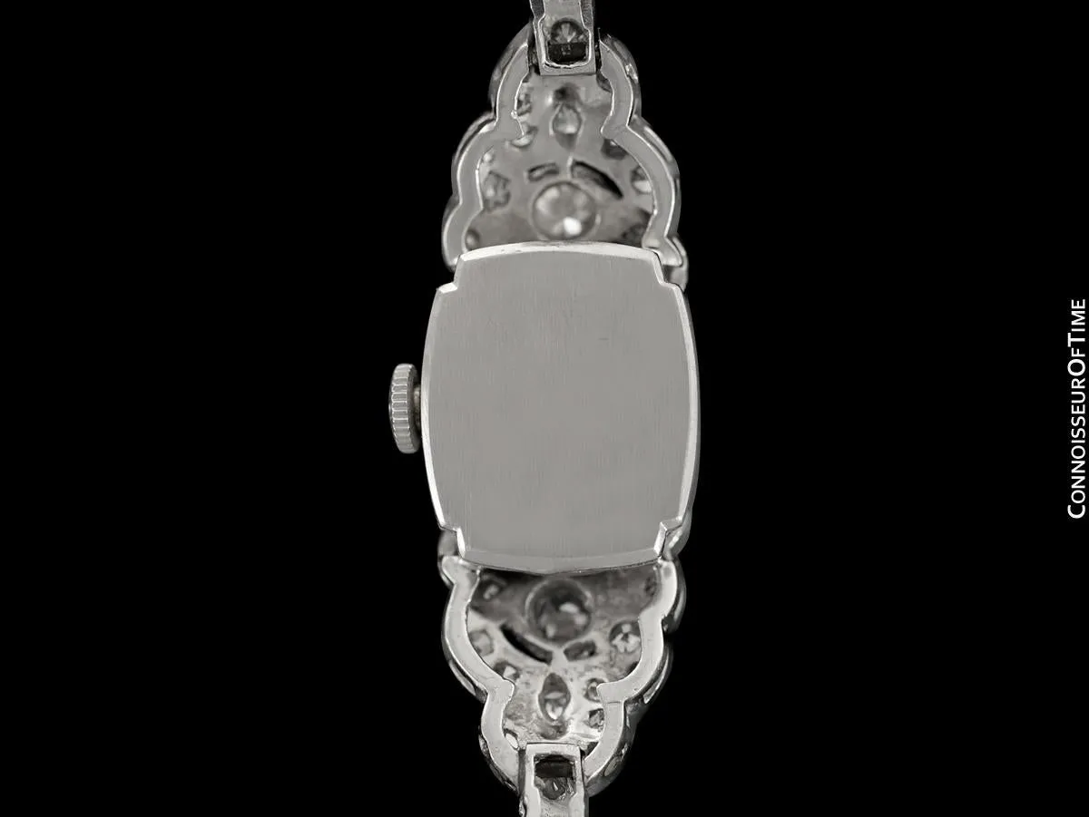 1950's Vintage Ladies Watch with Omega Movement - Platinum, over 3.5 Carats of Diamonds