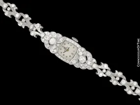 1950's Vintage Ladies Watch with Omega Movement - Platinum, over 3.5 Carats of Diamonds