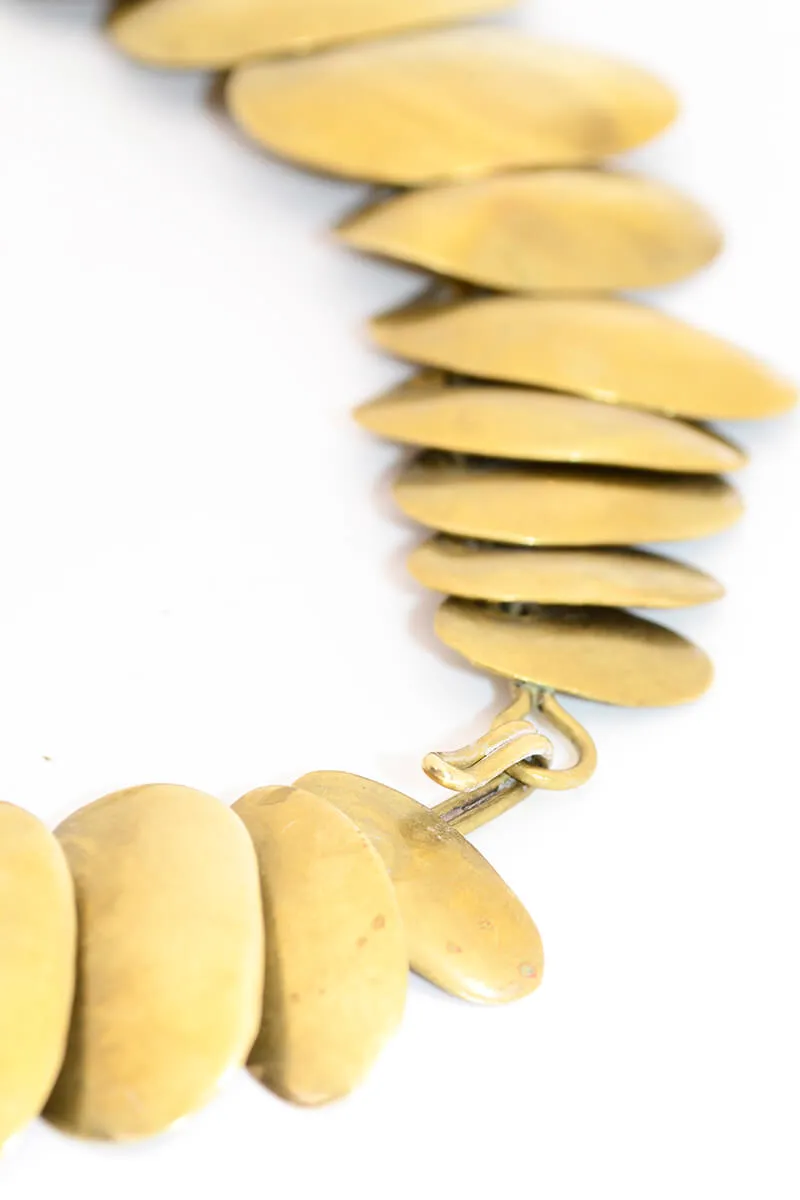 1980s Overlapping Brass Ovals Vintage Necklace