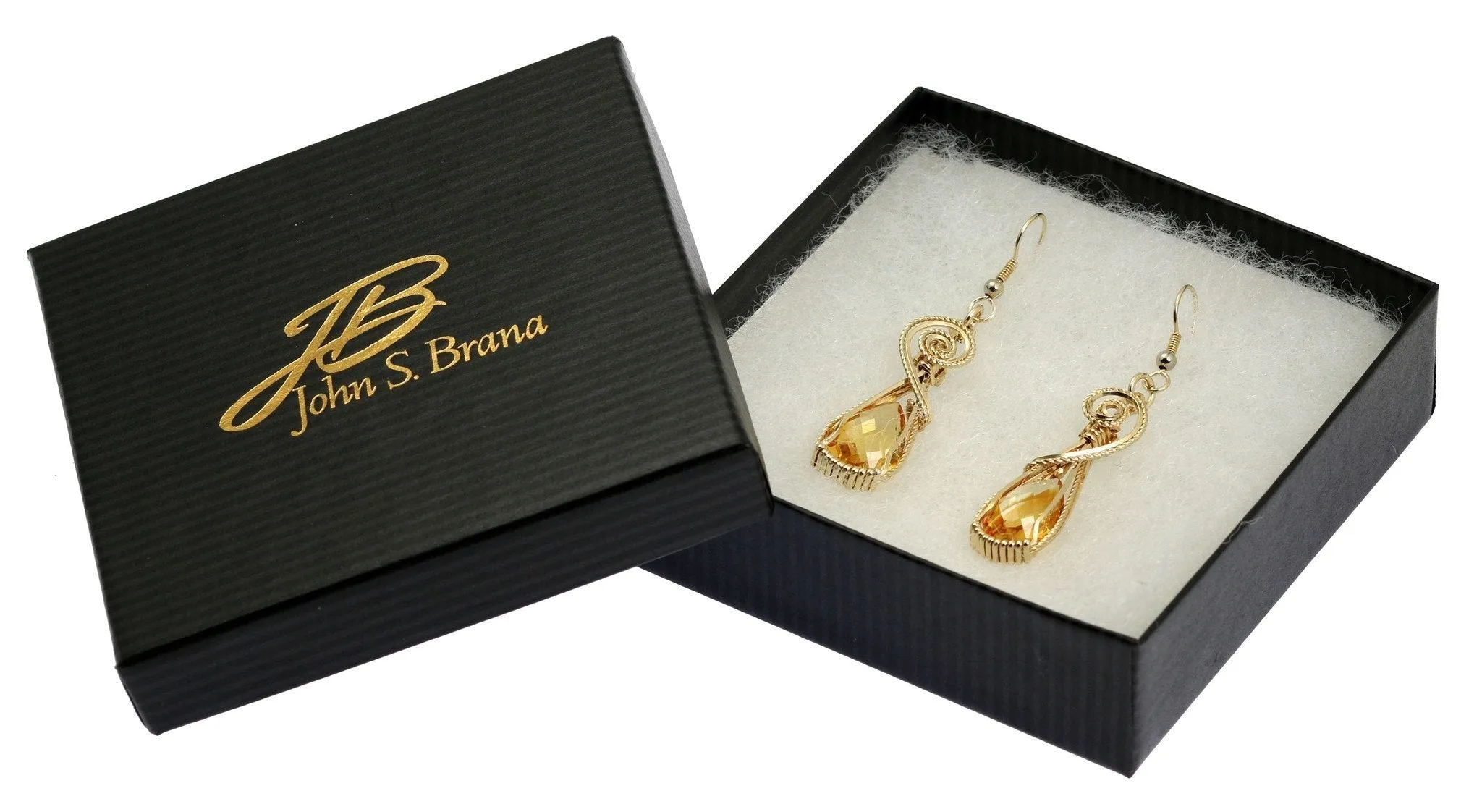 21 CT Checkerboard Cut Citrine 14K Gold-filled Earrings