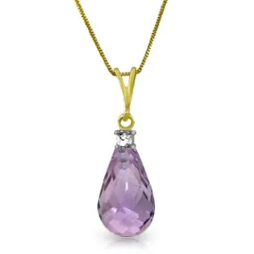 2.3 Carat 14K Solid Yellow Gold Ask For More Amethyst Diamond Necklace