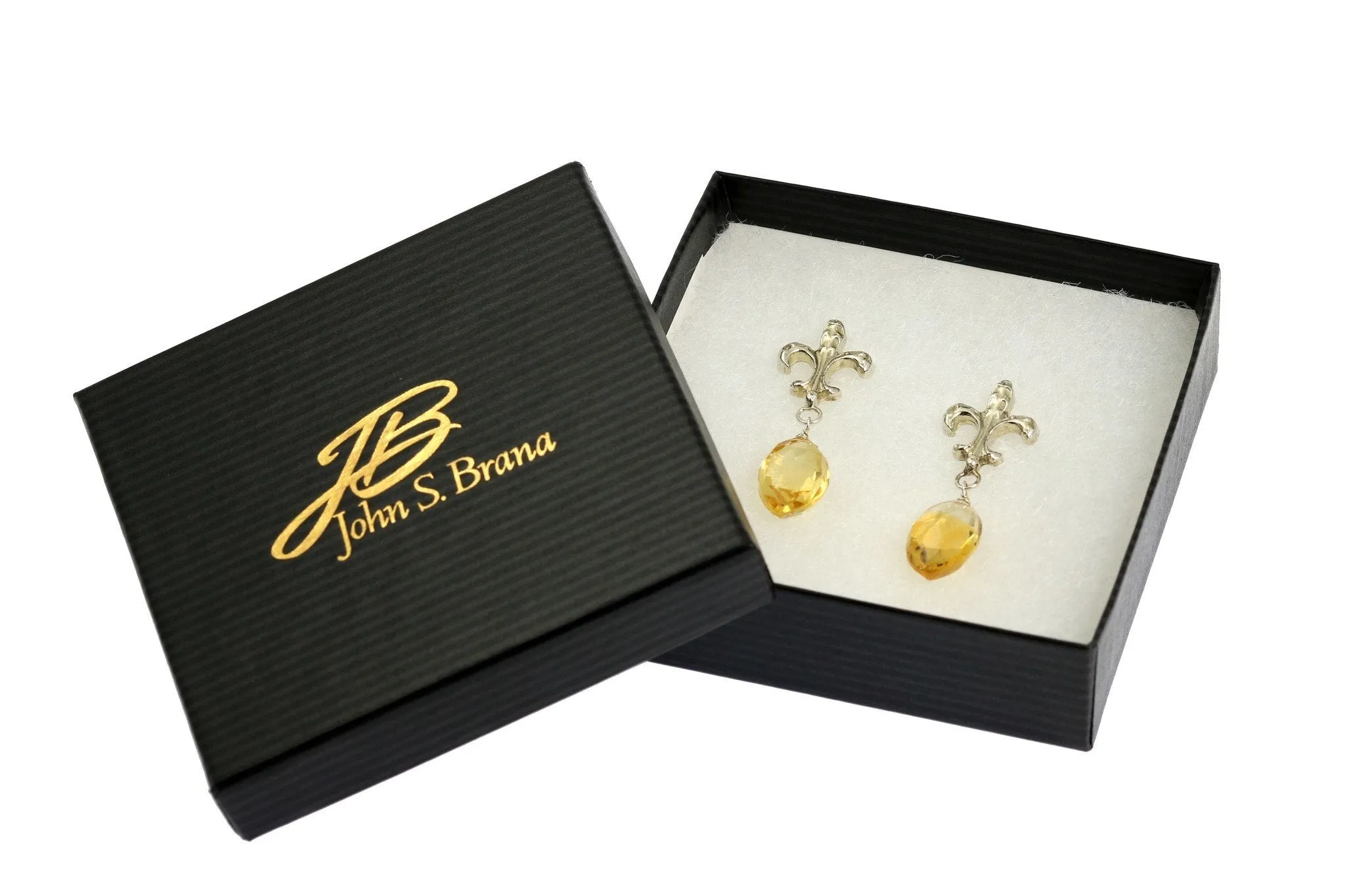 23 CT Citrine Sterling Silver Fleur-de-lis Earrings