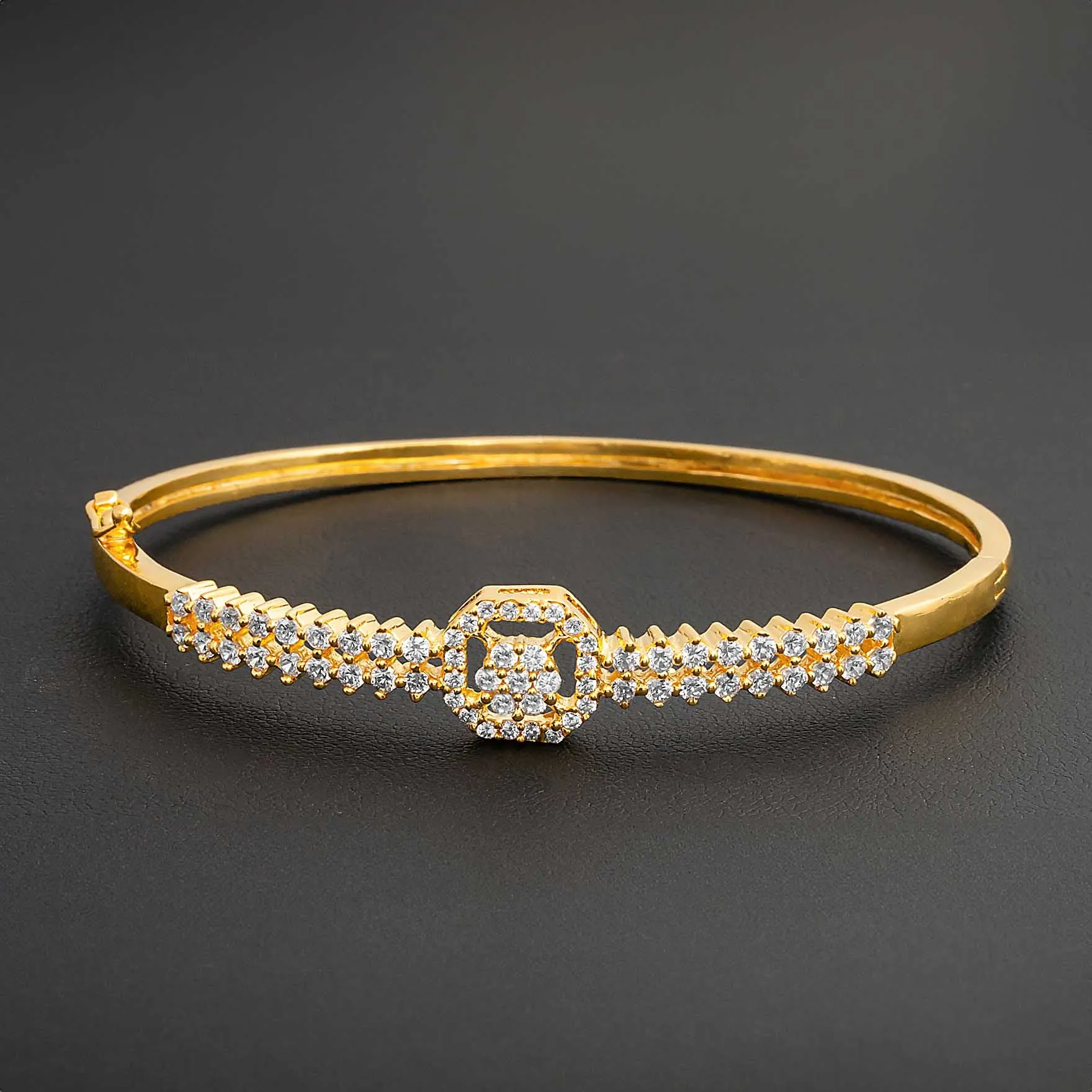 24ct Heavy Gold Plated Stone Bracelet Bangle PSBRB31W-002