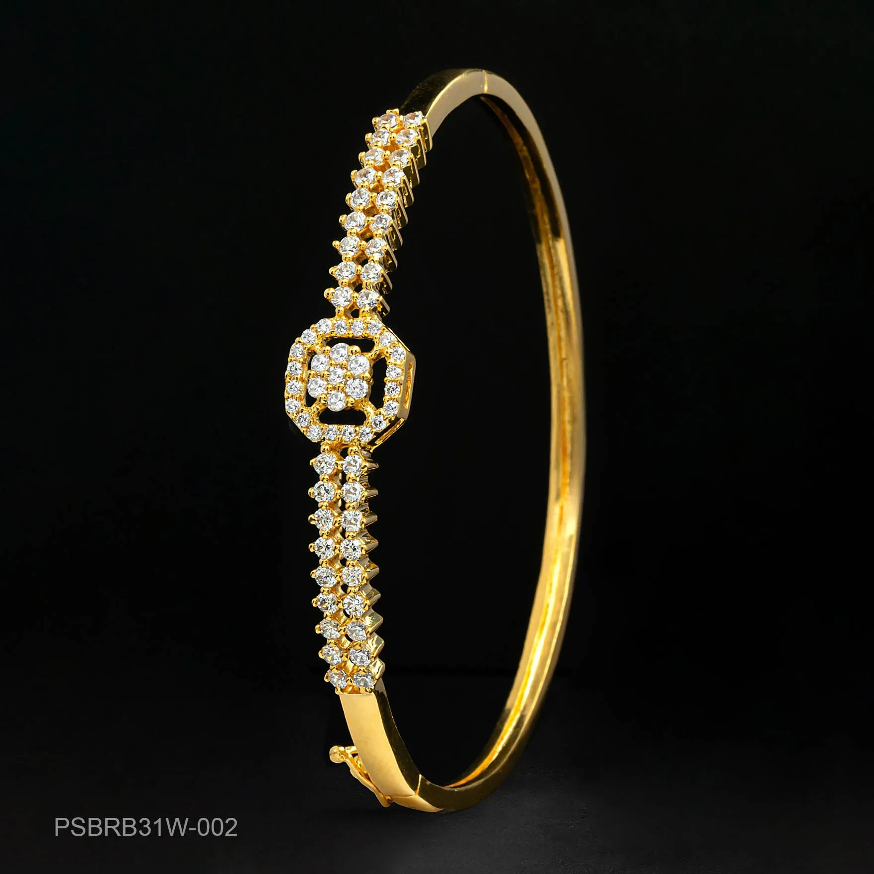 24ct Heavy Gold Plated Stone Bracelet Bangle PSBRB31W-002