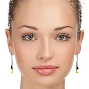 2.5 Carat 14K Solid White Gold Threaded Dangles Earrings Citrine Garnet
