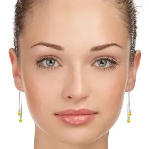 2.5 Carat 14K Solid White Gold Threaded Dangles Earrings Citrine
