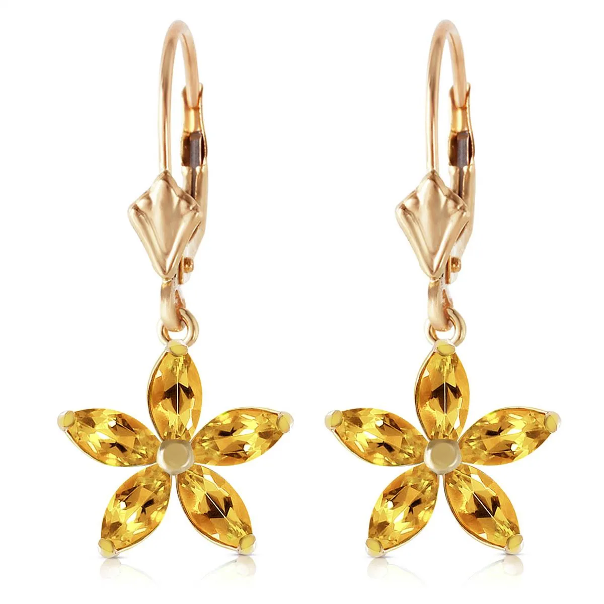 2.8 Carat 14K Solid Yellow Gold Starglow Citrine Earrings