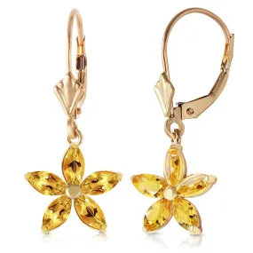 2.8 Carat 14K Solid Yellow Gold Starglow Citrine Earrings