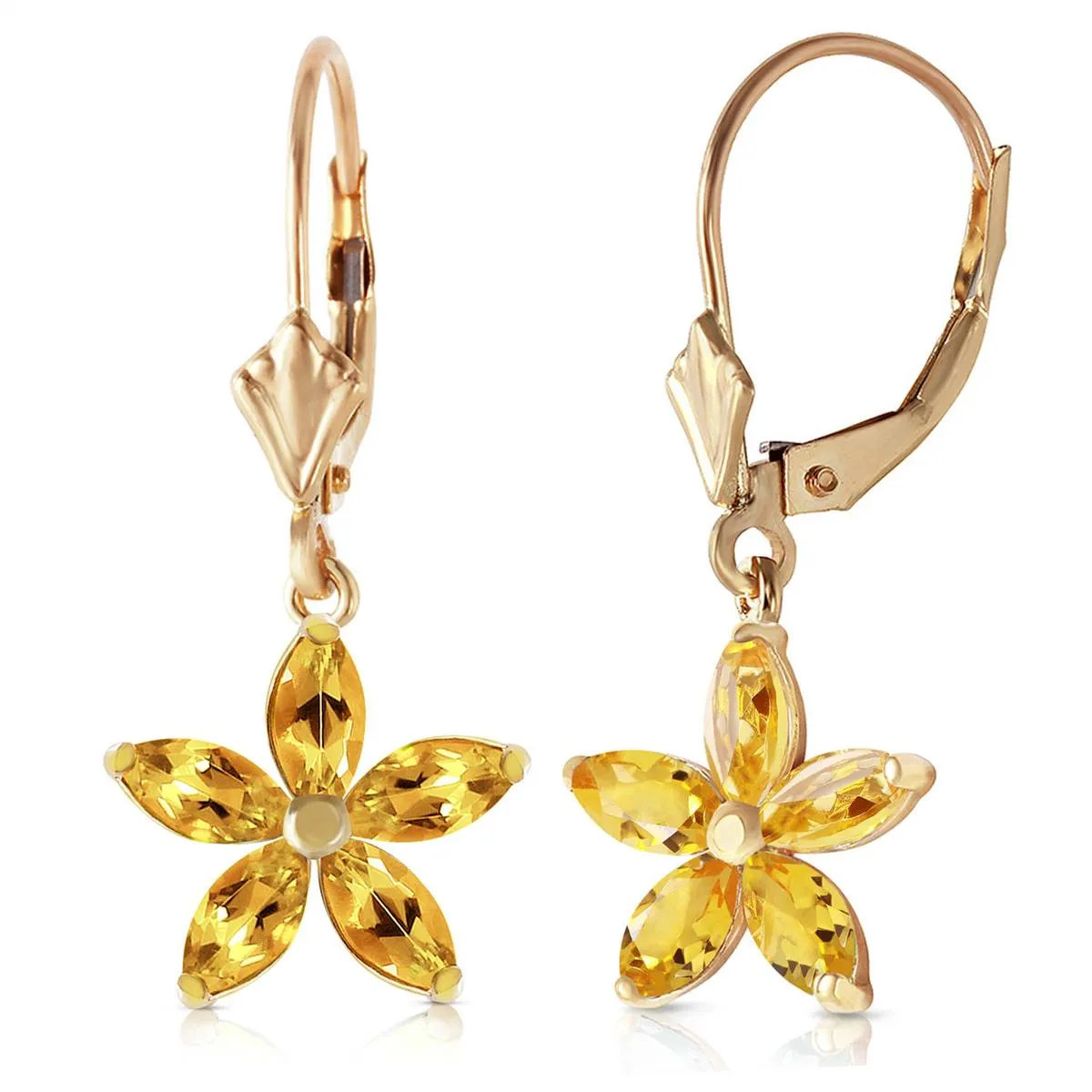 2.8 Carat 14K Solid Yellow Gold Starglow Citrine Earrings