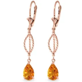 3 Carat 14K Solid Rose Gold Citrine Sunset Earrings