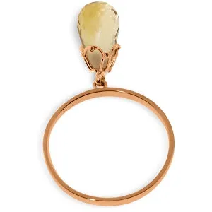 3 Carat 14K Solid Rose Gold Ring Dangling Briolette Citrine
