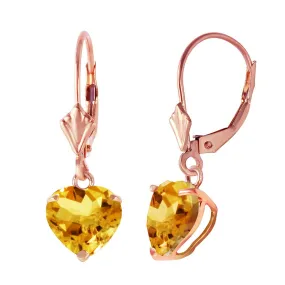 3.05 Carat 14K Solid Rose Gold Citrine Fire Earrings