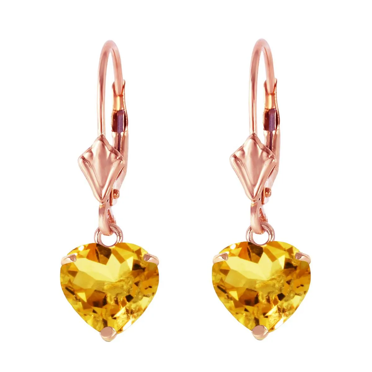 3.05 Carat 14K Solid Rose Gold Citrine Fire Earrings
