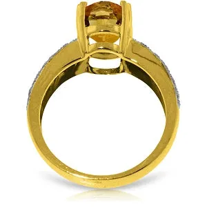 3.2 Carat 14K Solid Yellow Gold Everything Is Blooming Citrine Diamond Ring