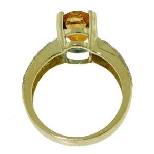 3.2 Carat 14K Solid Yellow Gold Everything Is Blooming Citrine Diamond Ring