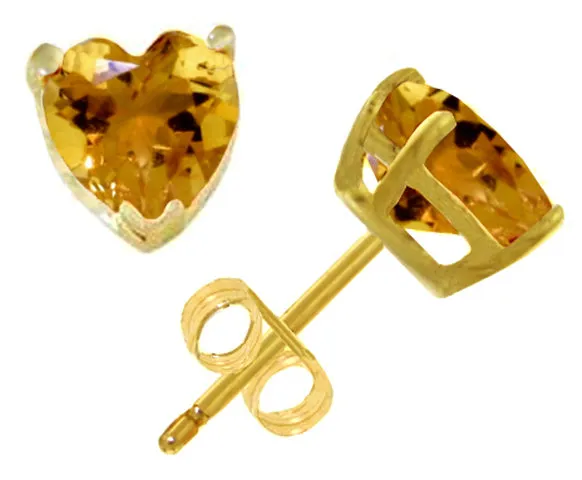 3.25 Carat 14K Solid White Gold Stud Earrings Natural Citrine