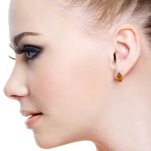 3.26 Carat 14K Solid White Gold Stud Earrings Diamond Citrine