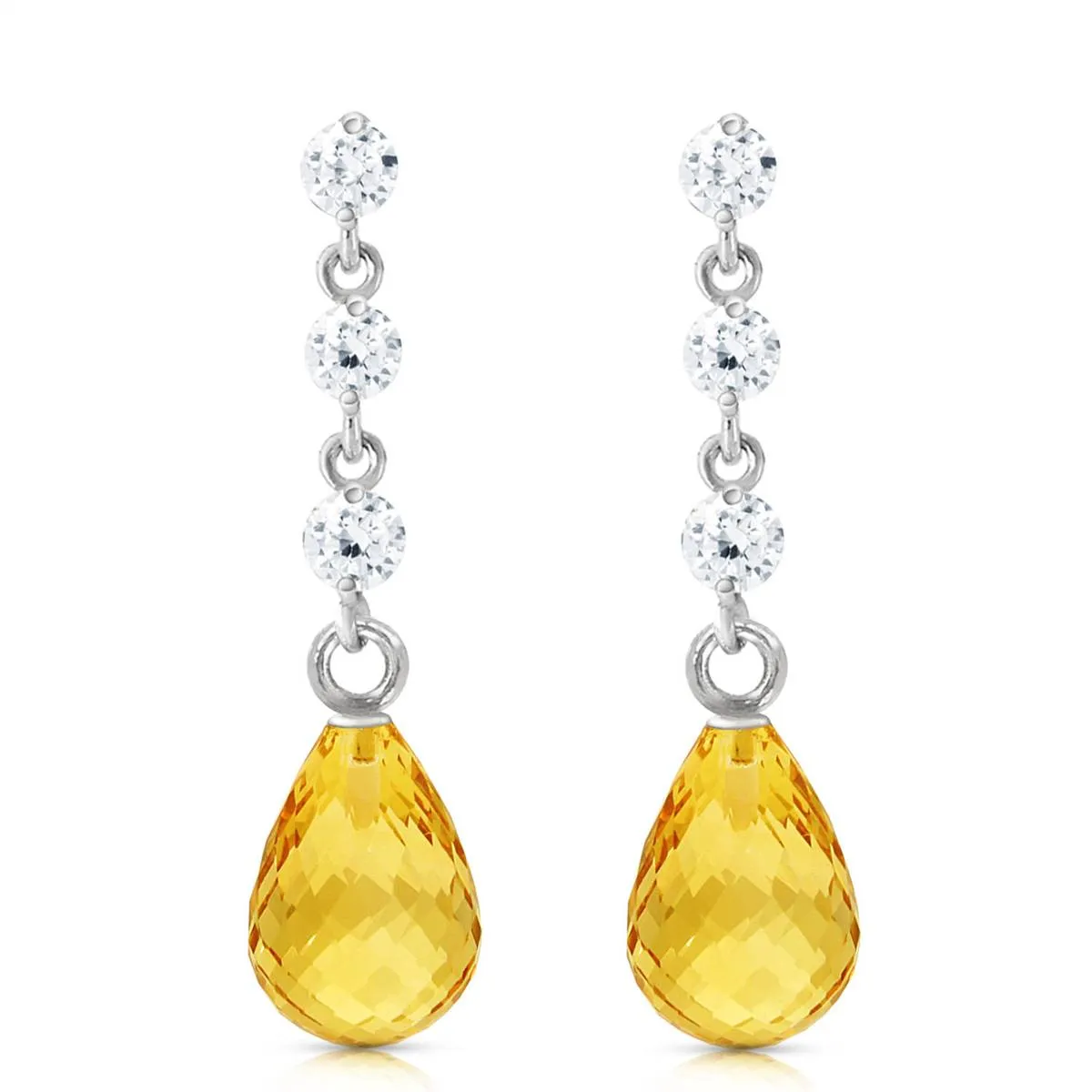 3.3 Carat 14K Solid White Gold I Surrender Citrine Diamond Earrings