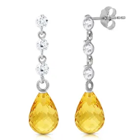 3.3 Carat 14K Solid White Gold I Surrender Citrine Diamond Earrings