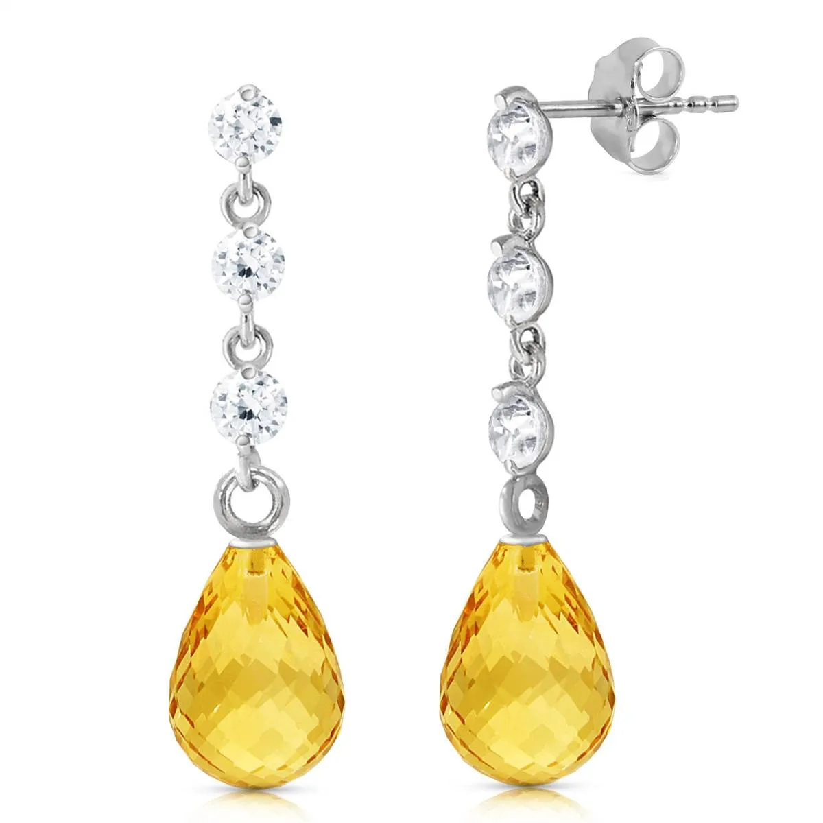 3.3 Carat 14K Solid White Gold I Surrender Citrine Diamond Earrings