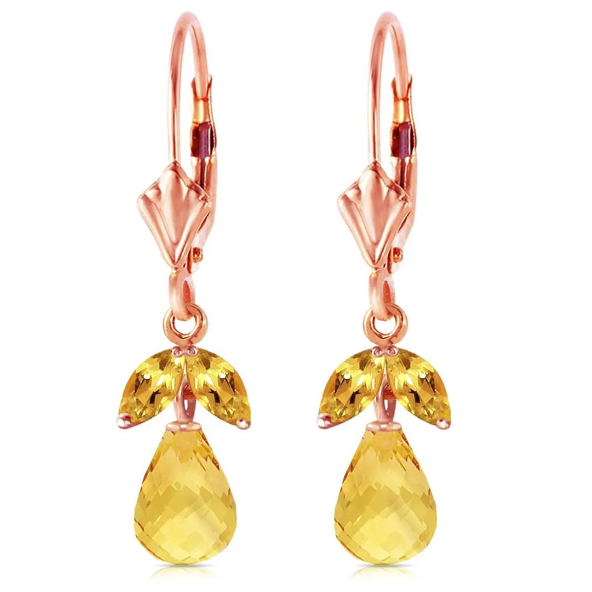 3.4 Carat 14K Solid Rose Gold Citrine Envy Earrings