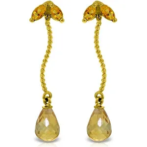 3.4 Carat 14K Solid Yellow Gold Breeze Citrine Earrings