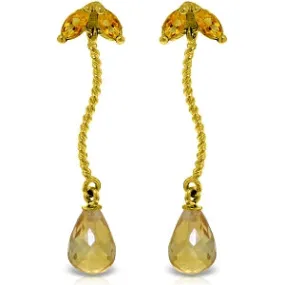 3.4 Carat 14K Solid Yellow Gold Breeze Citrine Earrings