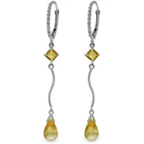3.5 Carat 14K Solid White Gold Common Interests Citrine Earrings