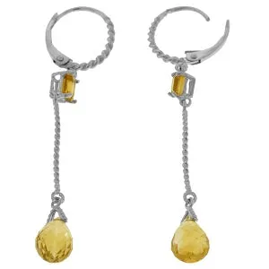 3.5 Carat 14K Solid White Gold Common Interests Citrine Earrings