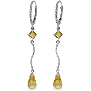 3.5 Carat 14K Solid White Gold Common Interests Citrine Earrings