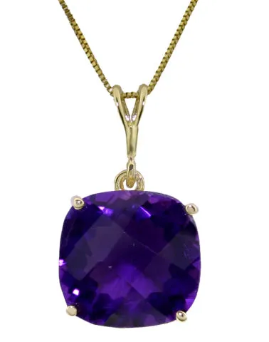 3.6 Carat 14K Solid White Gold Necklace Natural Checkerboard Cut Purple Amethyst