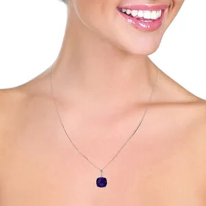 3.6 Carat 14K Solid White Gold Necklace Natural Checkerboard Cut Purple Amethyst