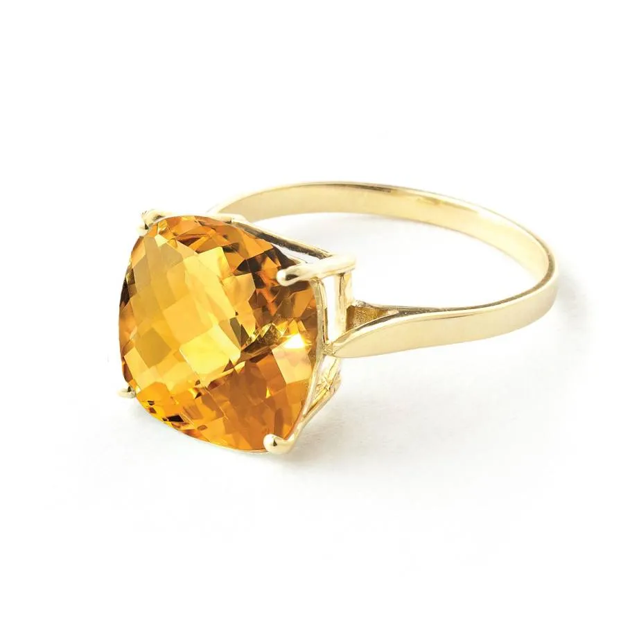 3.6 Carat 14K Yellow Gold Ring Checkerboard Cut Natural Citrine