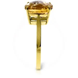 3.6 Carat 14K Yellow Gold Ring Checkerboard Cut Natural Citrine