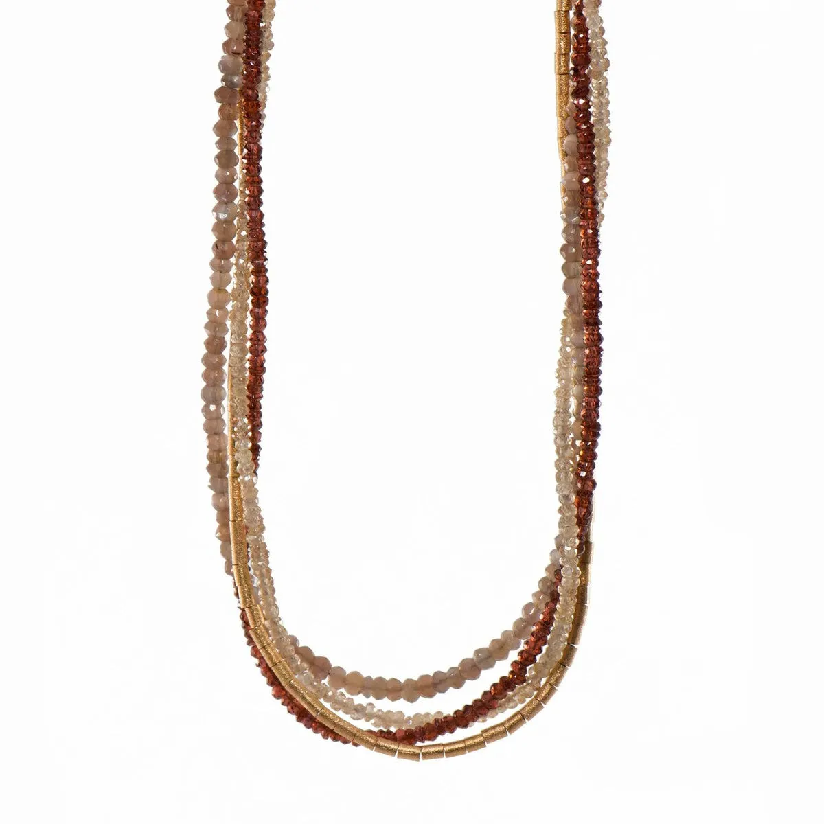 3mm Garnet, Labradorite, Zirkon 24K Gold Vermeil Necklace