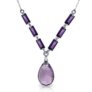 4.35 Carat 14K Solid White Gold Love To Love Amethyst Necklace