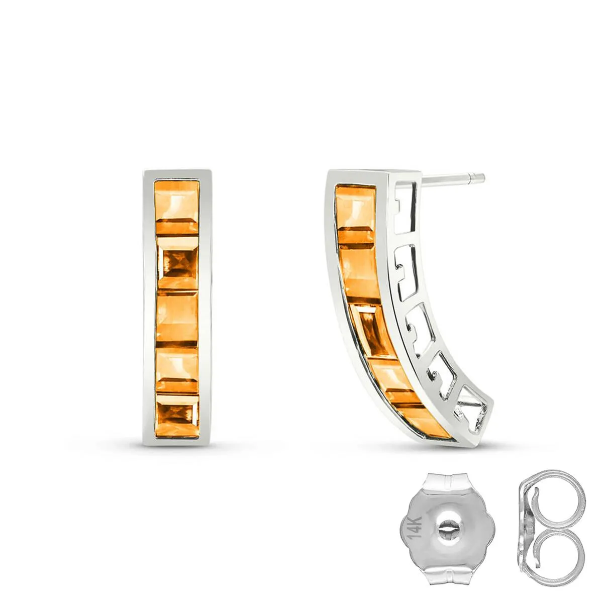 4.5 Carat 14K Solid White Gold Drifting Towards Love Citrine Earrings