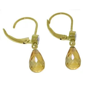 4.53 Carat 14K Solid Yellow Gold Femme Citrine Diamond Earrings