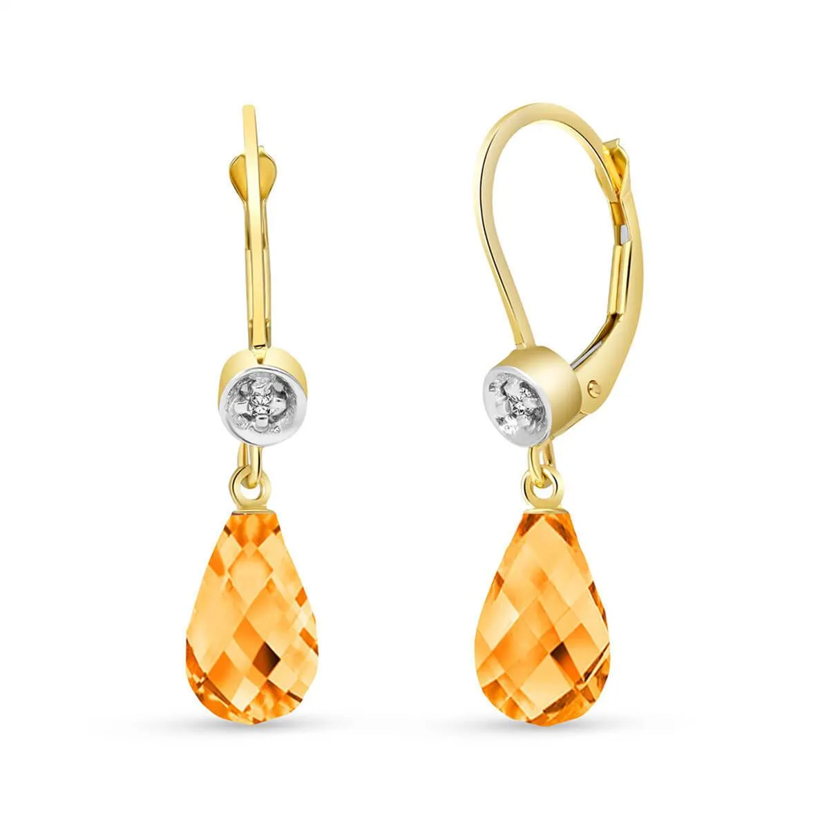 4.53 Carat 14K Solid Yellow Gold Femme Citrine Diamond Earrings