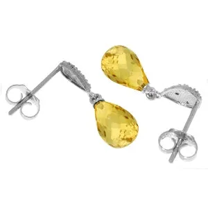 4.53 Carat 14K Solid Yellow Gold Splendid Citrine Diamond Earrings