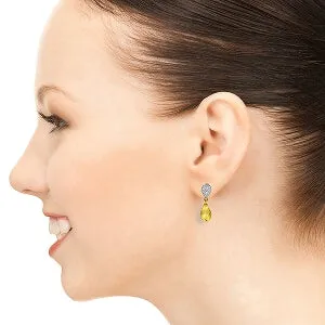 4.53 Carat 14K Solid Yellow Gold Splendid Citrine Diamond Earrings